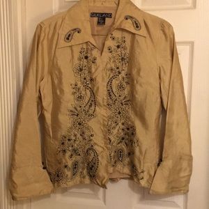 Silk embroidered top